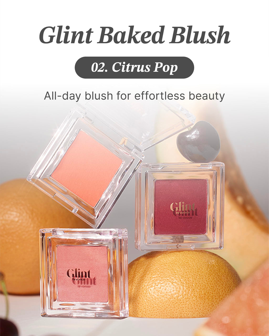 Glint Baked Blush Citrus Pop (0.08oz) – Long-Lasting Natural Flush | Glint by VDIVOV