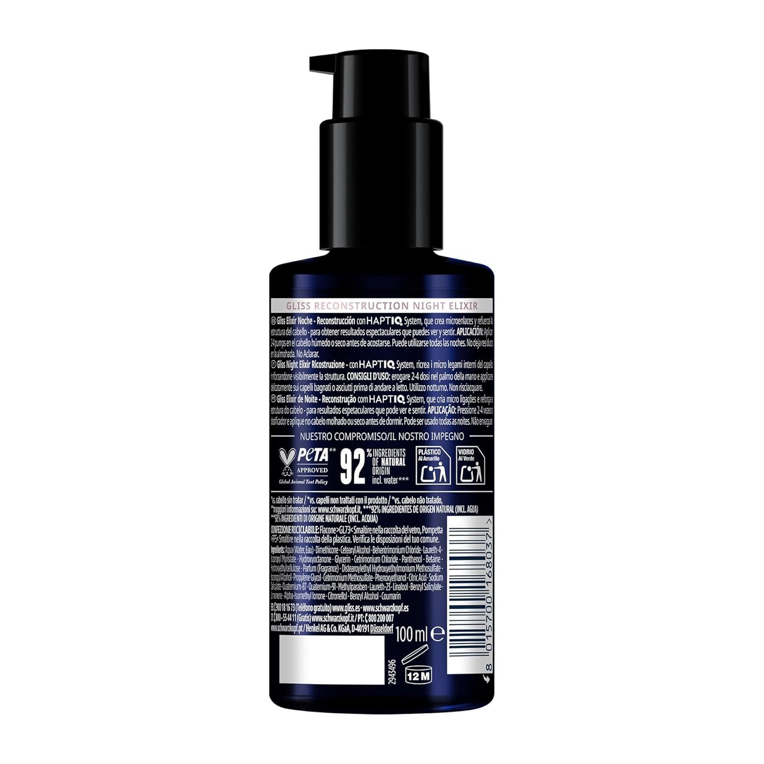 Gliss Night Elixir Overnight Reconstruction – Leave-in Treatment for Damaged Hair (100 ml)