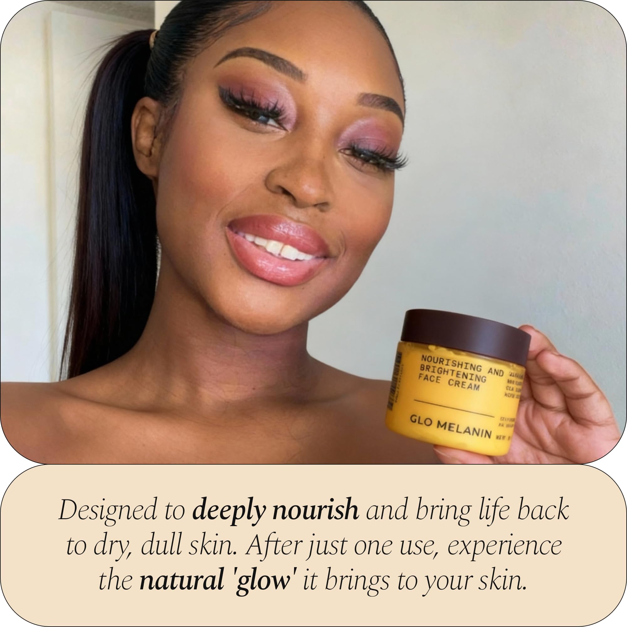 Glo Melanin Nourishing Face Cream – Hydrating Daily Moisturizer for Radiant, Even-Looking Skin (2 oz) – Vegan, Paraben-Free