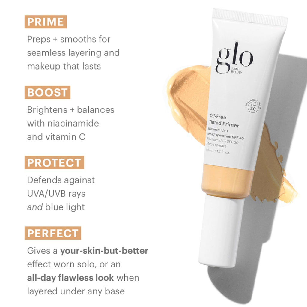 Glo Skin Beauty Oil-Free Tinted Primer SPF 30 Light Medium – 1.7 oz | 4-in-1 Mineral Primer
