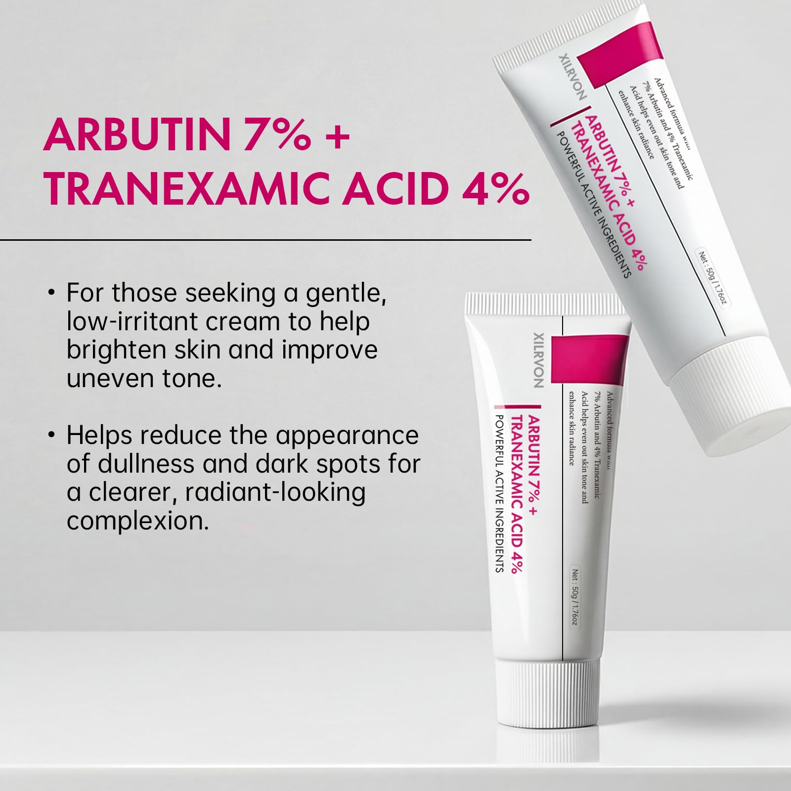 Glopink Arbutin 7% + Tranexamic Acid 4% Cream – Hydrating Brightening Moisturizer 1.76 oz