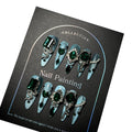 GLORS Luxury Long Press-On Nails – Blue Glitter Stiletto with Rhinestones (Medusa-Inspired)