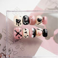 GLORS Doodle Graffiti Nail Stickers – Black & Pink for Short Square Nails (XS/SS)