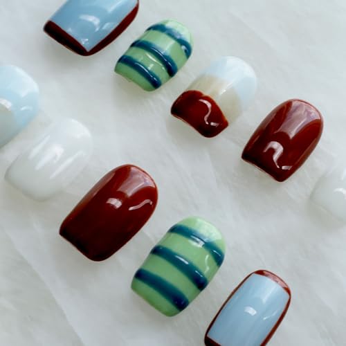 GLORS Purely Handmade Press On Nails — Kawaii Short Square Set, 10pc (Small SS)