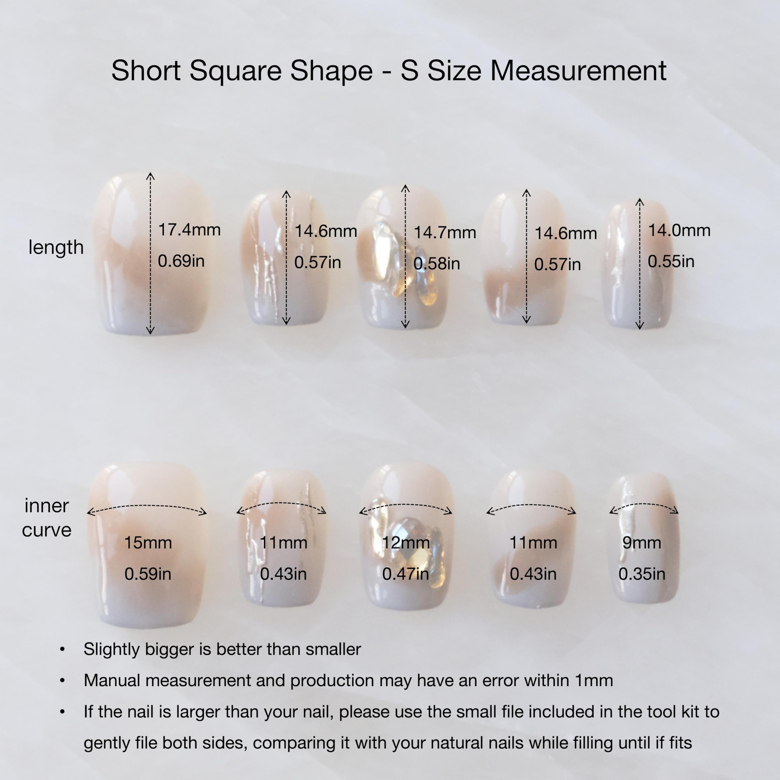 GLORS Purely Handmade Press On Nails | Mist Forest Gradient – Short Square, 10 pcs (SS)