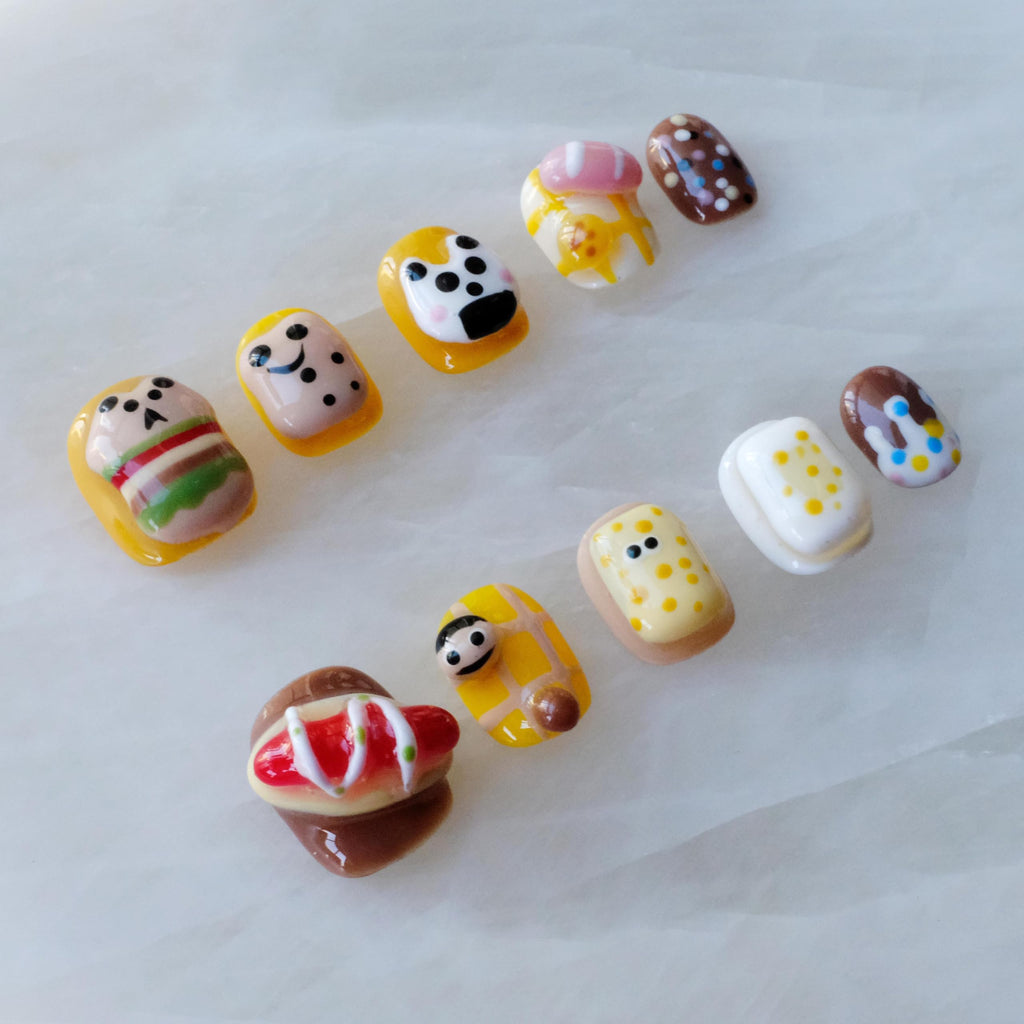 GLORS Purely Handmade Press On Nails | Cute Cartoon Design | Short Square, 10pcs (Small SS)