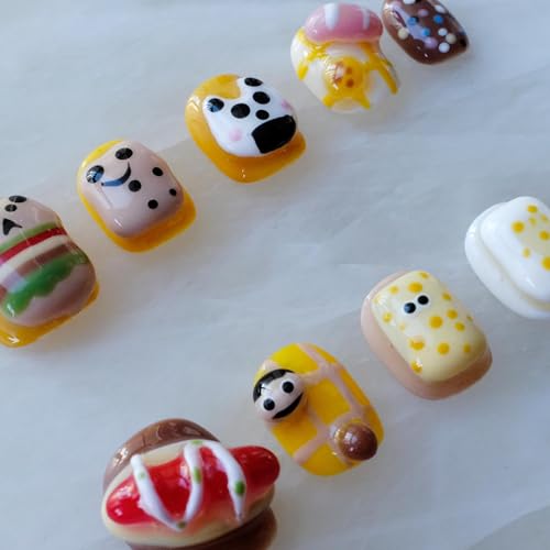 [GLORS] Purely Handmade Press On Nails | Cartoon Design, Short Square, 10 Pieces (XS-SS)