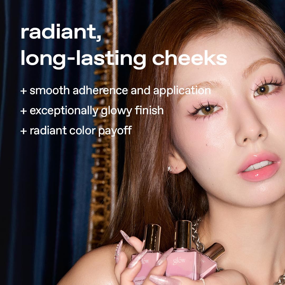 glow liquid blush | lightweight, dewy finish | 3-layer oil blush | buildable color | 2.7 oz cloverclub