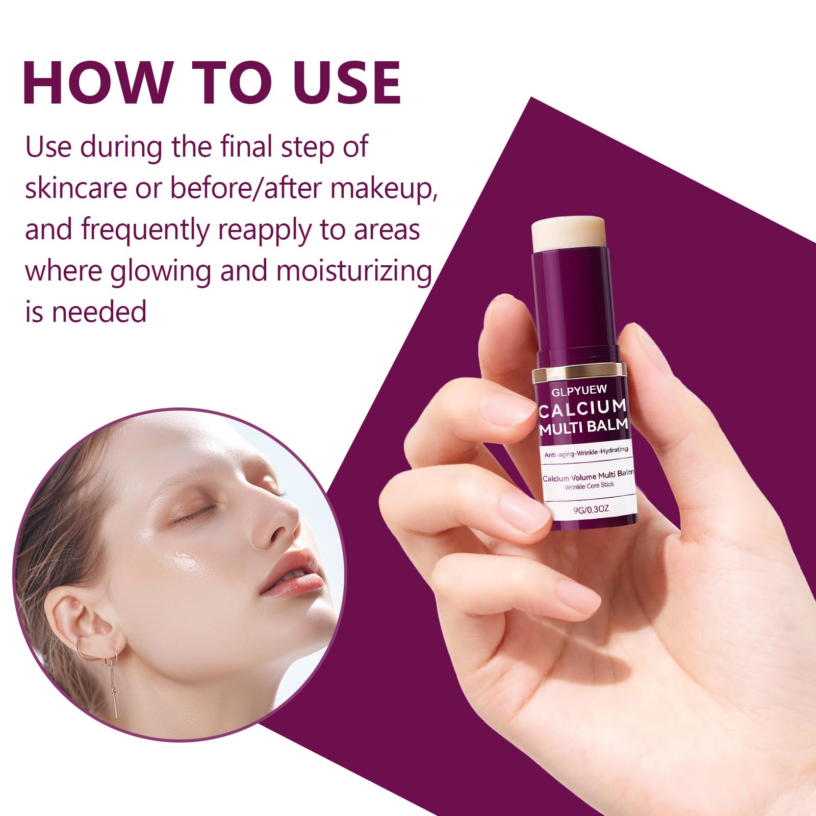 GLPYUEW Calcium Multi Balm – Korean Collagen Moisturizing Stick for All Skin Types