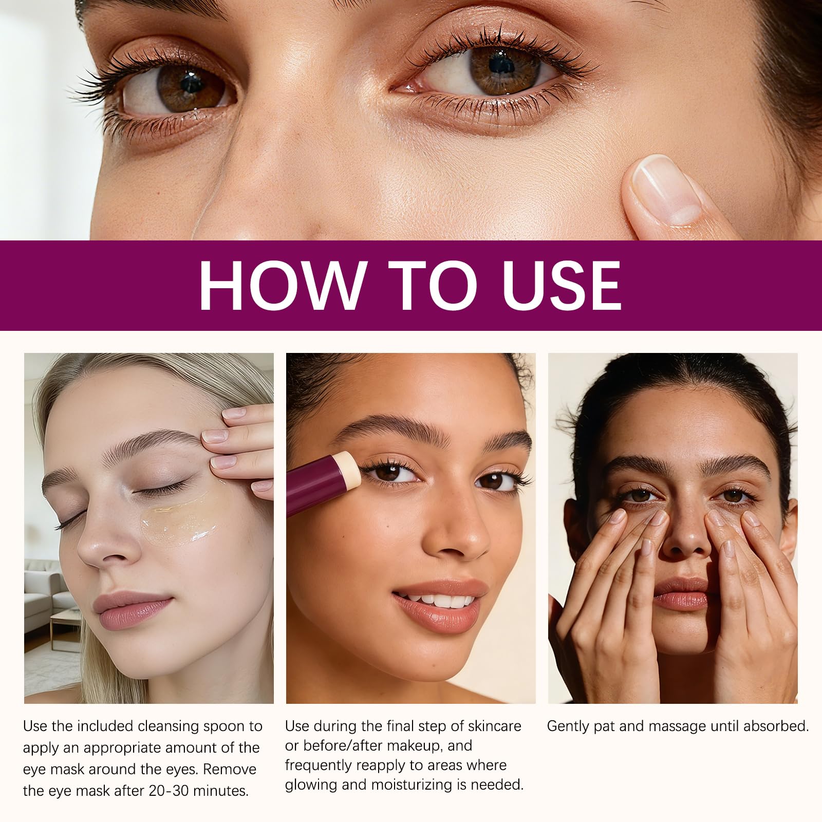 GLPYUEW Calcium Multi Balm Stick & 60 Hydrogel Eye Patches – Dual-Effect Eye Care Set