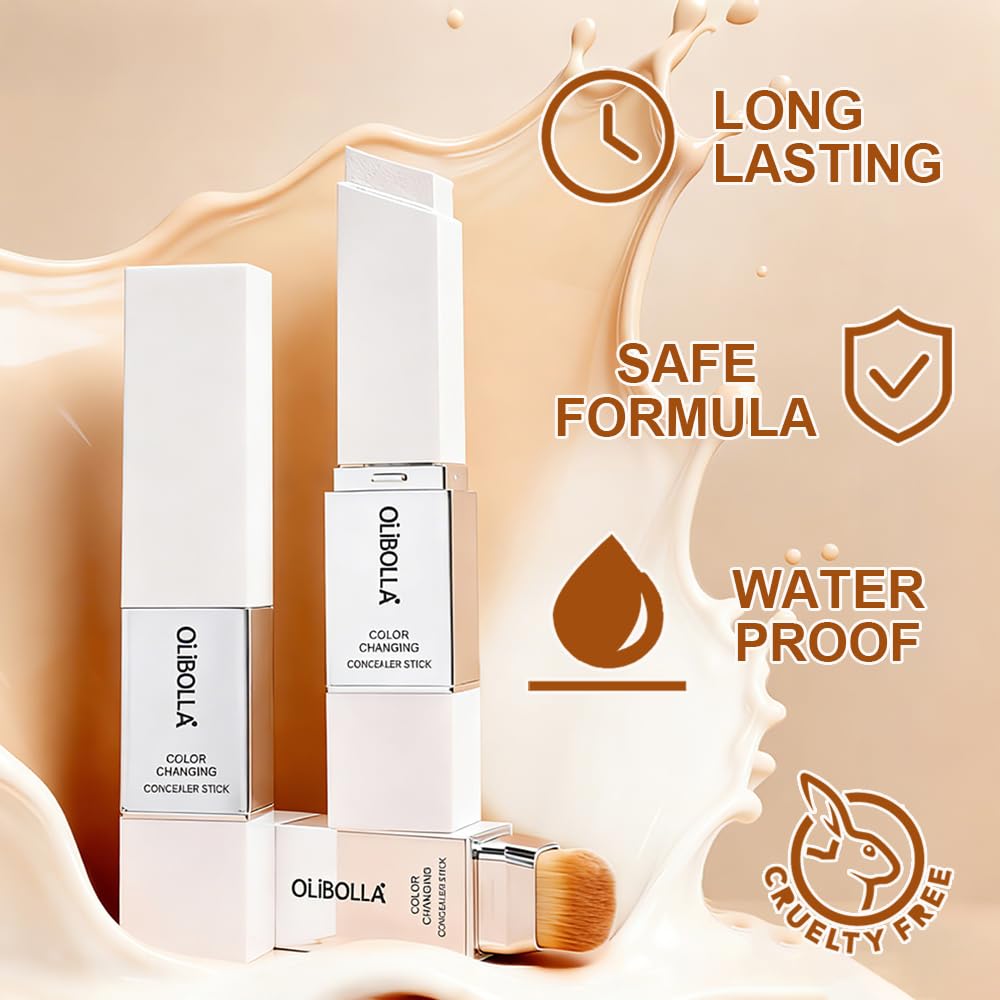 GLSFACE Color Changing Foundation Stick — Light to Medium, Matte Finish, Dual-Ended with Brush
