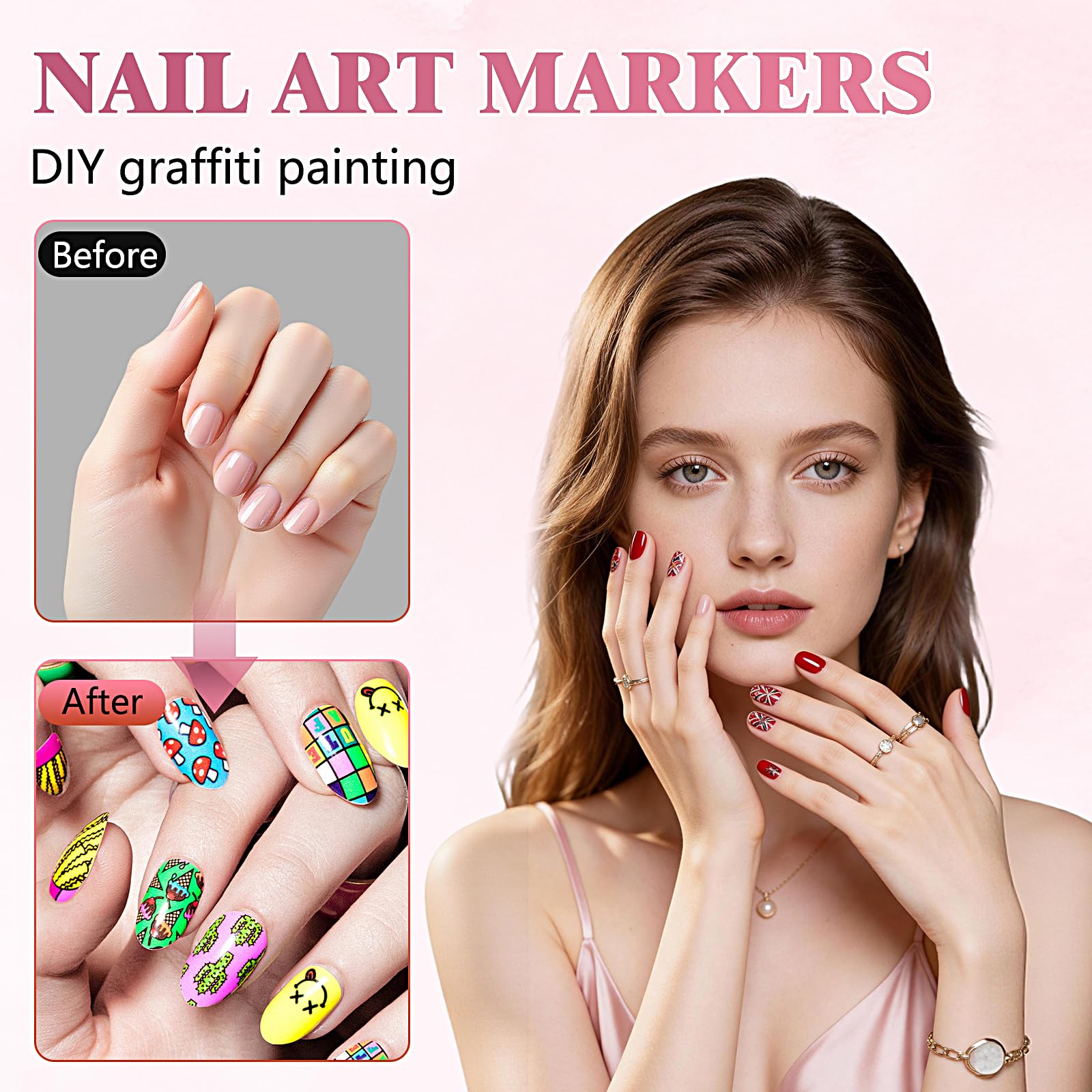 Gluixio 12 Colors Nail Art Pens – 0.5mm Fine Tip, Waterproof & Quick-Dry DIY Nail Art Set