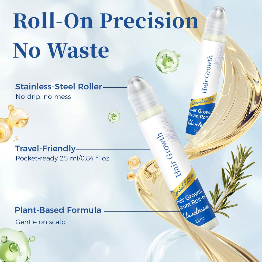 Gluvelessia Hair Growth Serum Roll-On with Rosemary – Thicker, Fuller Hair for Men & Women