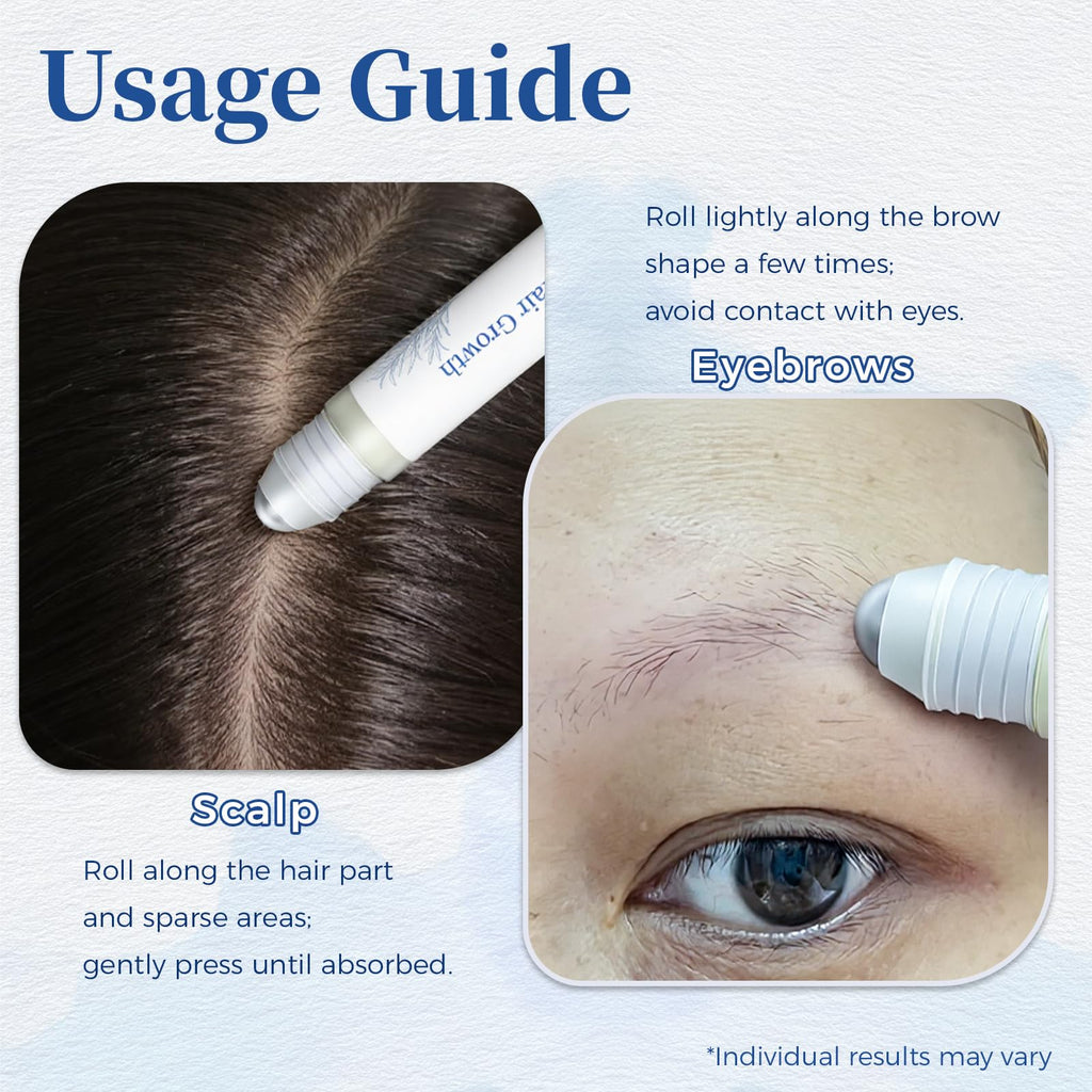 Gluvelessia Hair Growth Serum Roll-On with Rosemary – Thicker, Fuller-Looking Hair (Pack of 3)
