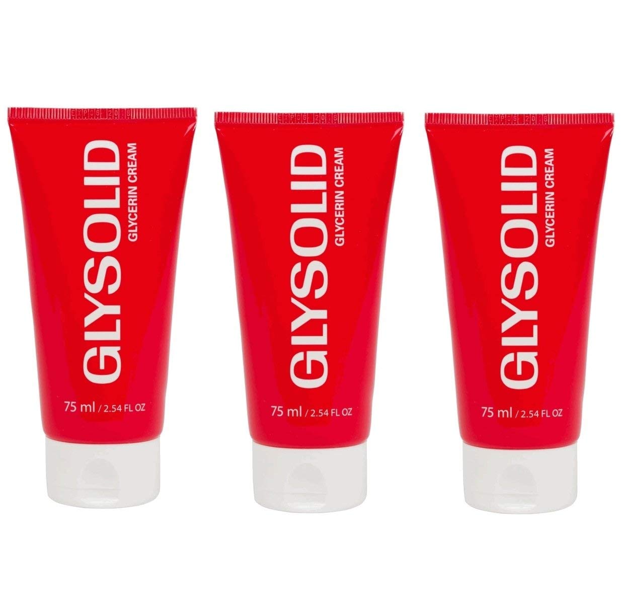 Glysolid Glycerin Skin Cream – Thick, Smooth, Silky Moisturizer for Hands, Feet, and Body | 2.54 fl oz Tube, 3-Pack