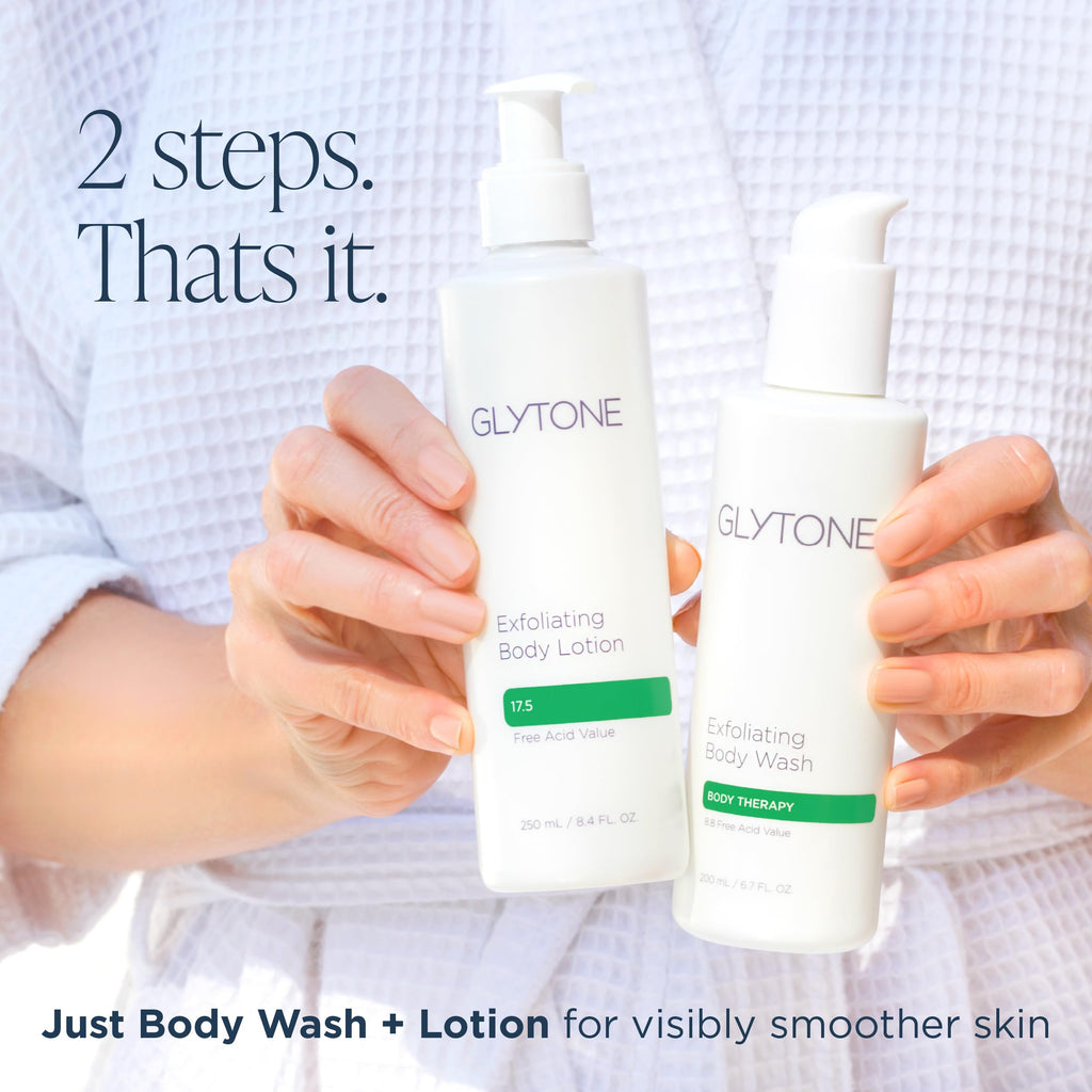 Glytone KP Kit – Exfoliating Body Wash, Glycolic Acid Lotion & Shower Pouf for Keratosis Pilaris