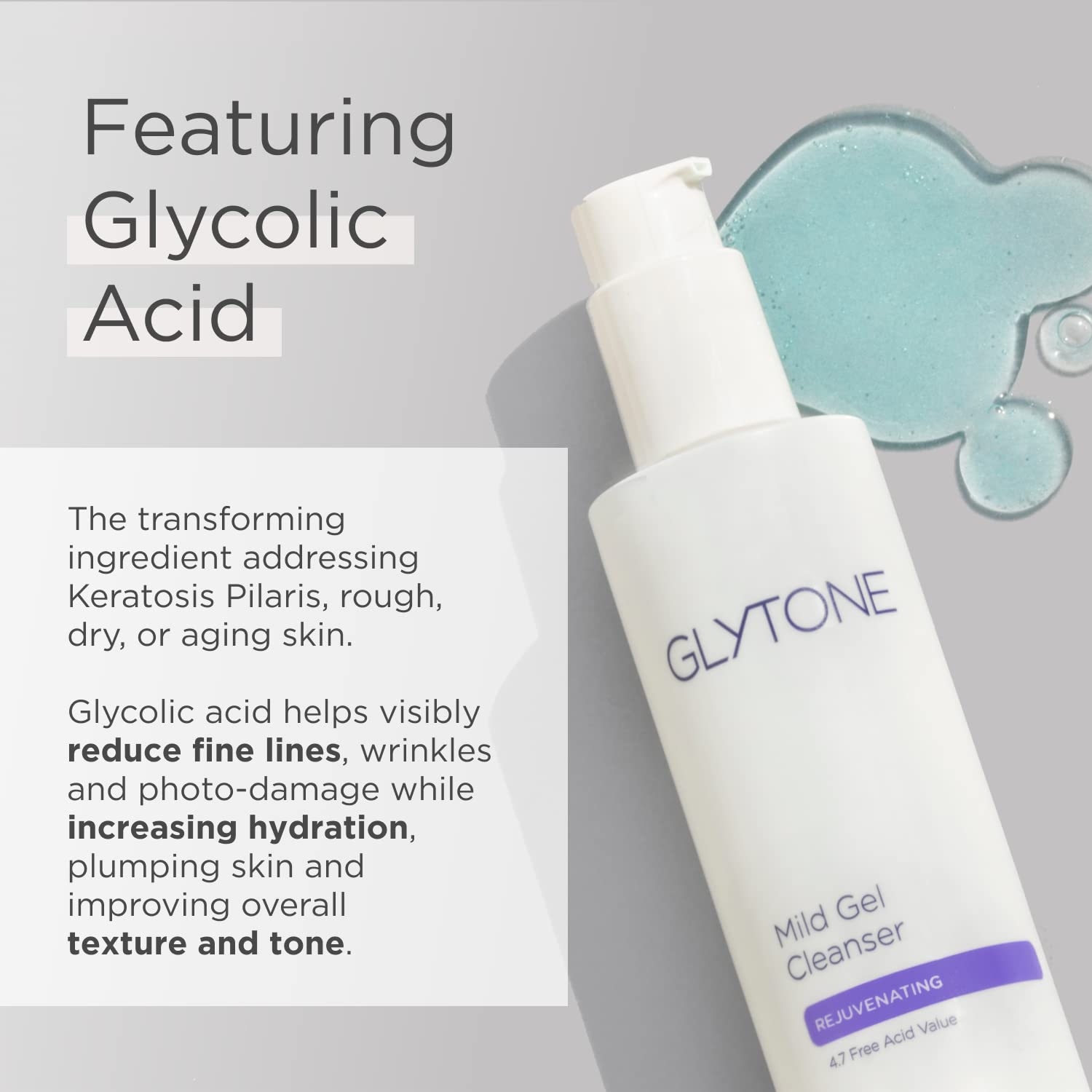 Glytone Mild Gel Exfoliating Cleanser – Oil-Free, Fragrance-Free Glycolic Face Wash (2 fl oz)
