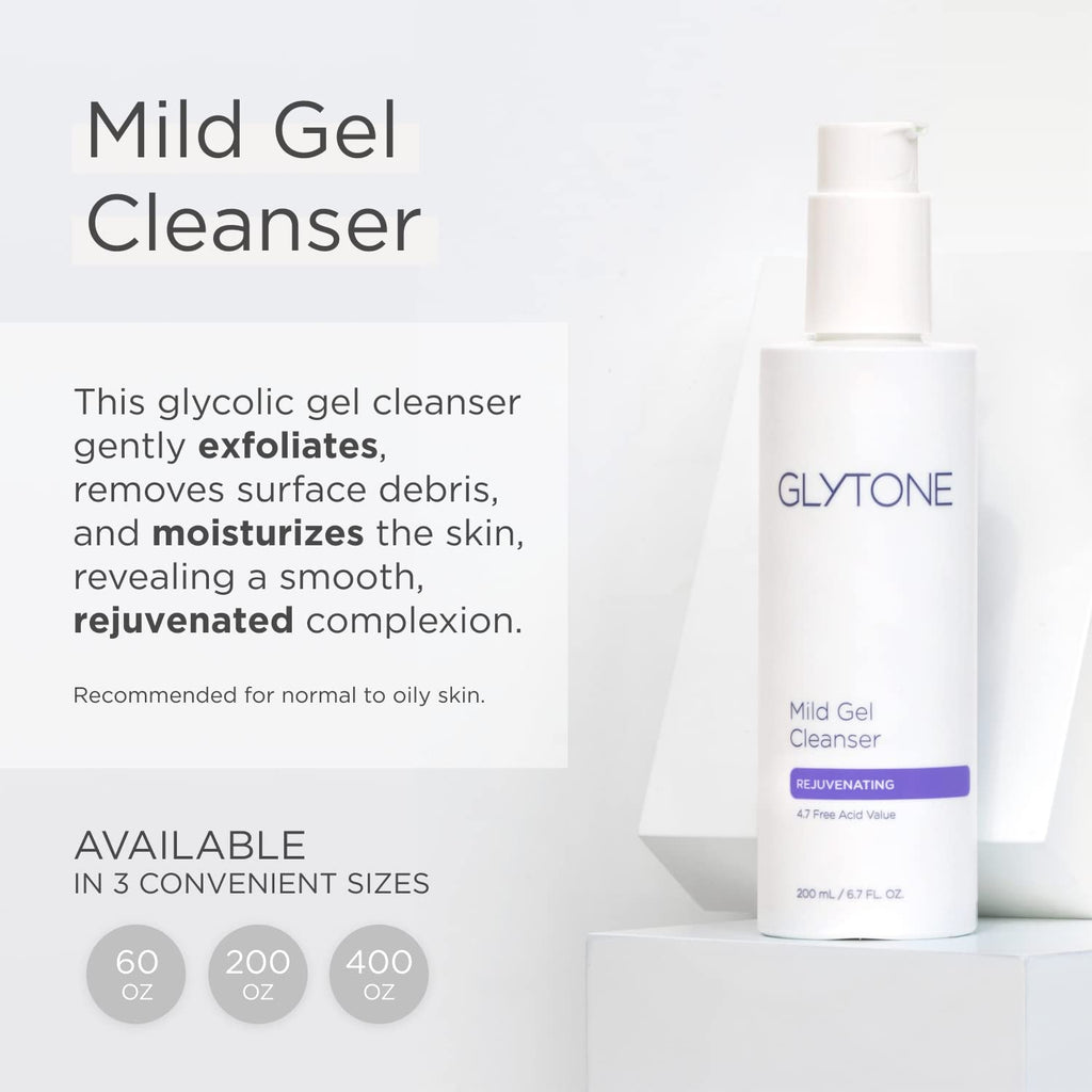 Glytone Mild Gel Exfoliating Cleanser – Oil-Free, Fragrance-Free Glycolic Face Wash (2 fl oz)