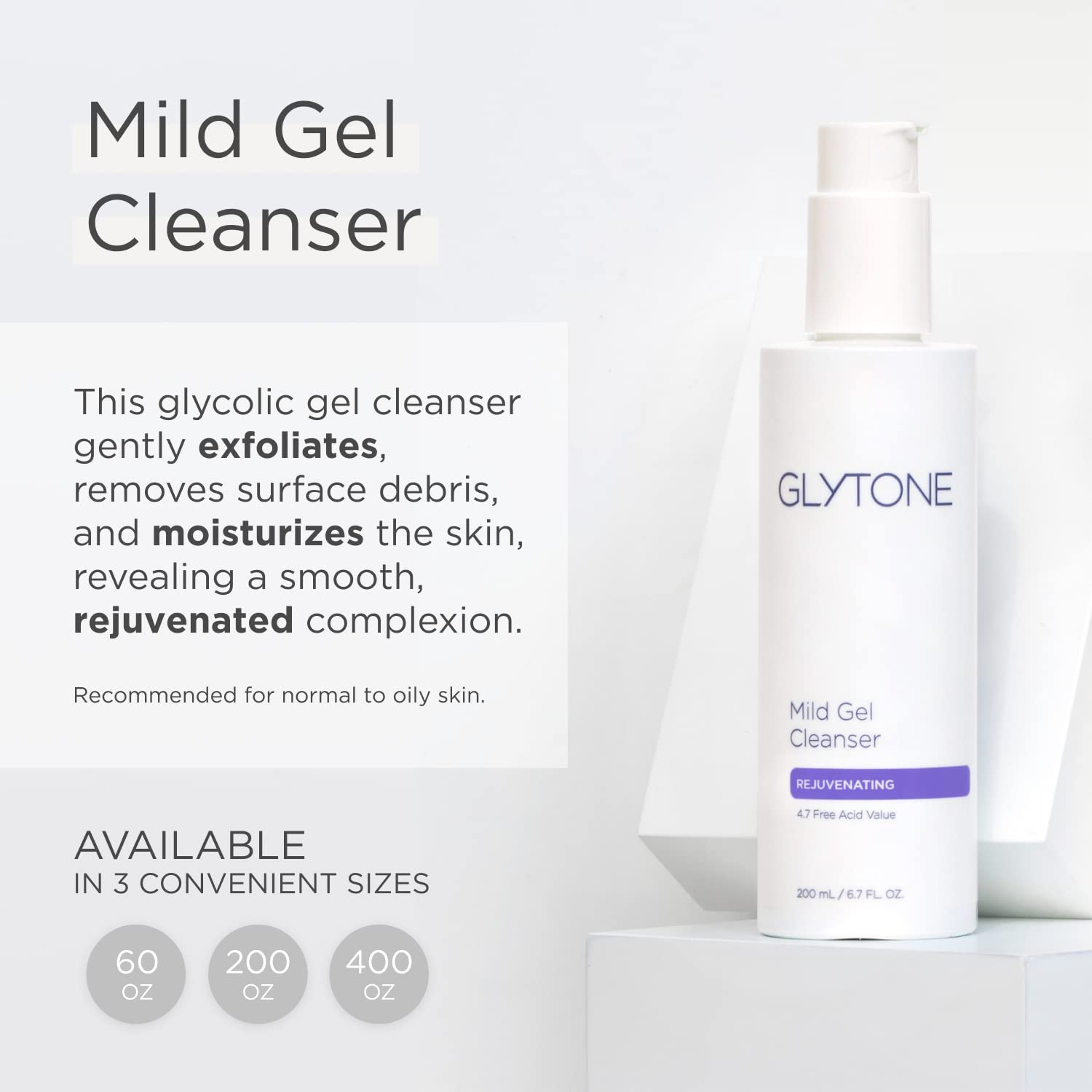 Glytone Mild Gel Exfoliating Cleanser – Oil-Free, Fragrance-Free Glycolic Face Wash (2 fl oz)