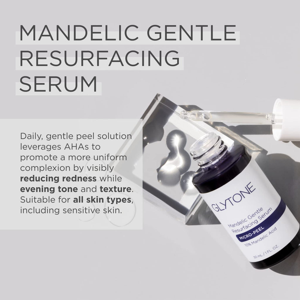 GLYTONE Micro-Peel Mandelic Serum 10% | Gentle AHA Exfoliant for All Skin Types
