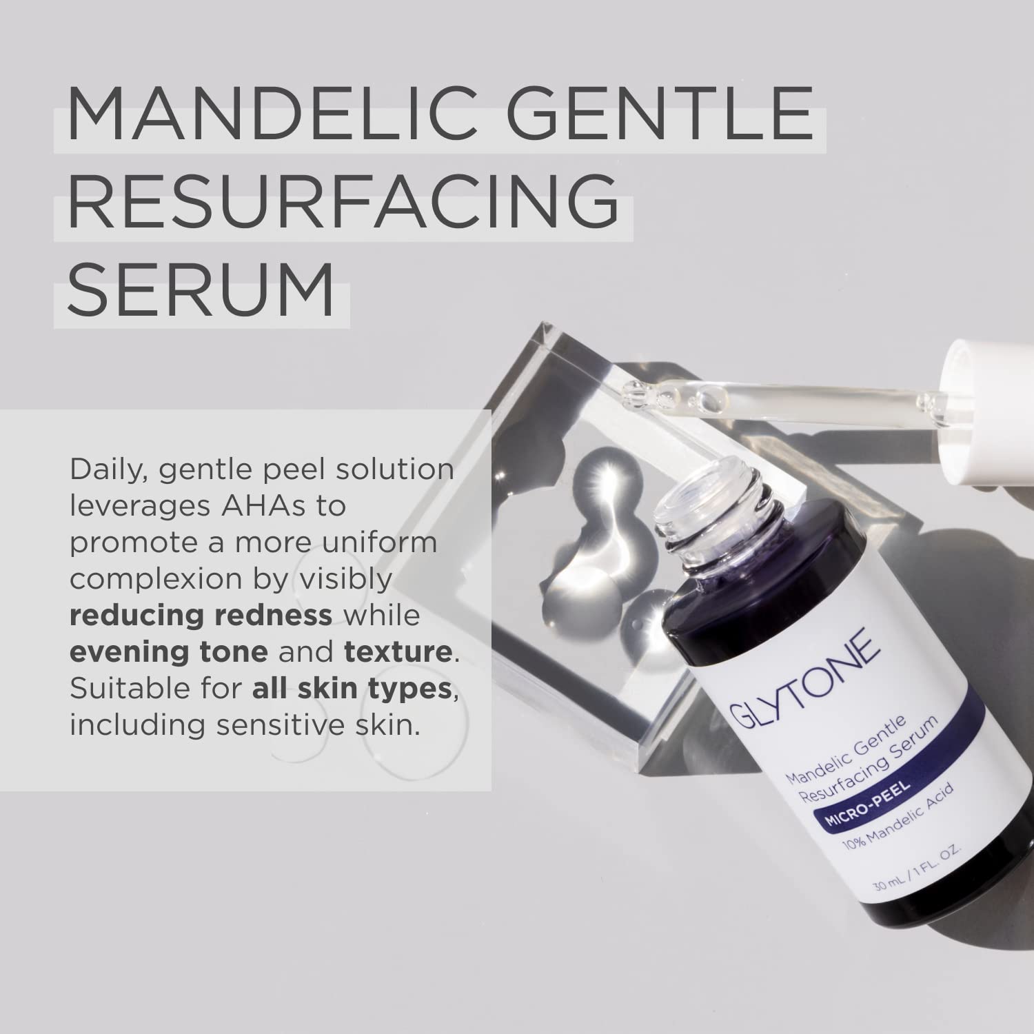 GLYTONE Micro-Peel Mandelic Serum 10% | Gentle AHA Exfoliant for All Skin Types