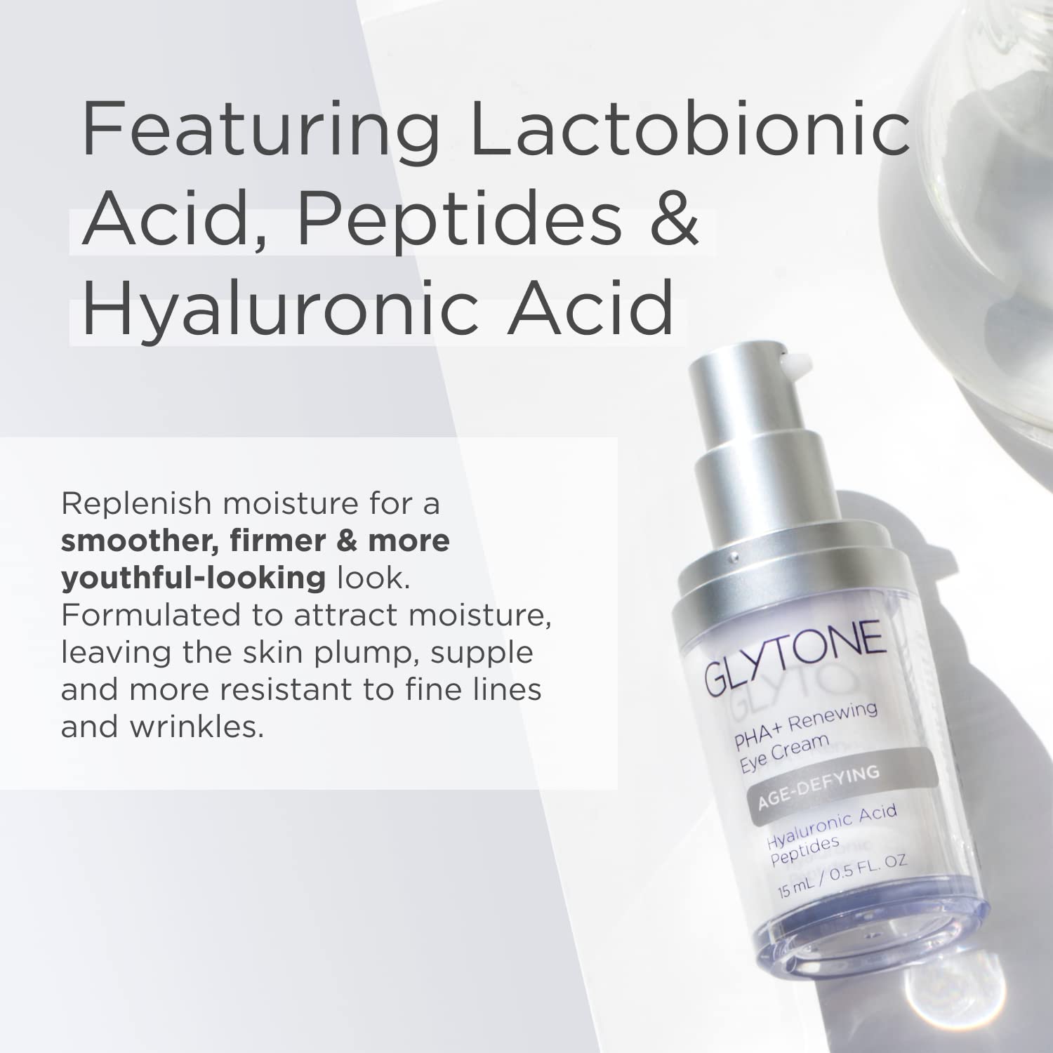 Glytone Age-Defying PHA+ Renewing Eye Cream | Puffiness, Dark Circles & Wrinkles | 0.5 Fl Oz