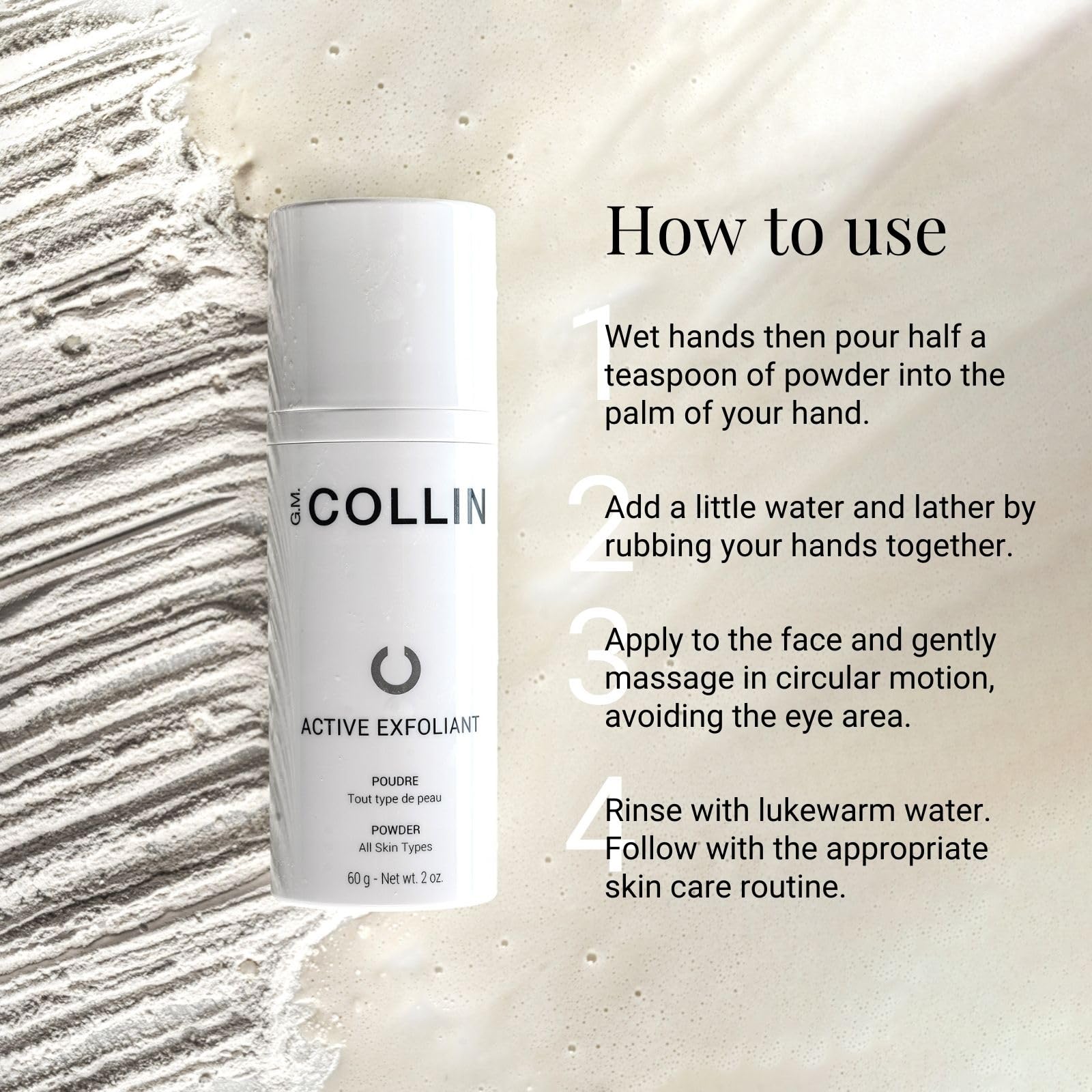 G.M. COLLIN Active Exfoliant Powder – Gentle Daily Exfoliating Cleanser with Salicylic Acid, Papaya Enzyme & Niacinamide