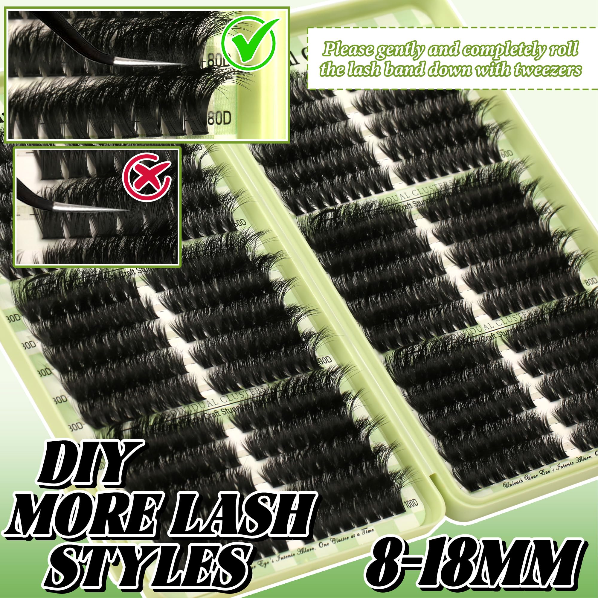 Gmagictobo Lash Clusters Kit – 520 Pcs Cat Eye D Curl Lashes, DIY Lash Extensions Kit