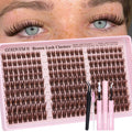 Goddvenus Brown Wispy Lash Clusters Kit – Manga Eyelashes, Natural Clusters, DIY Anime C Curl, Waterproof