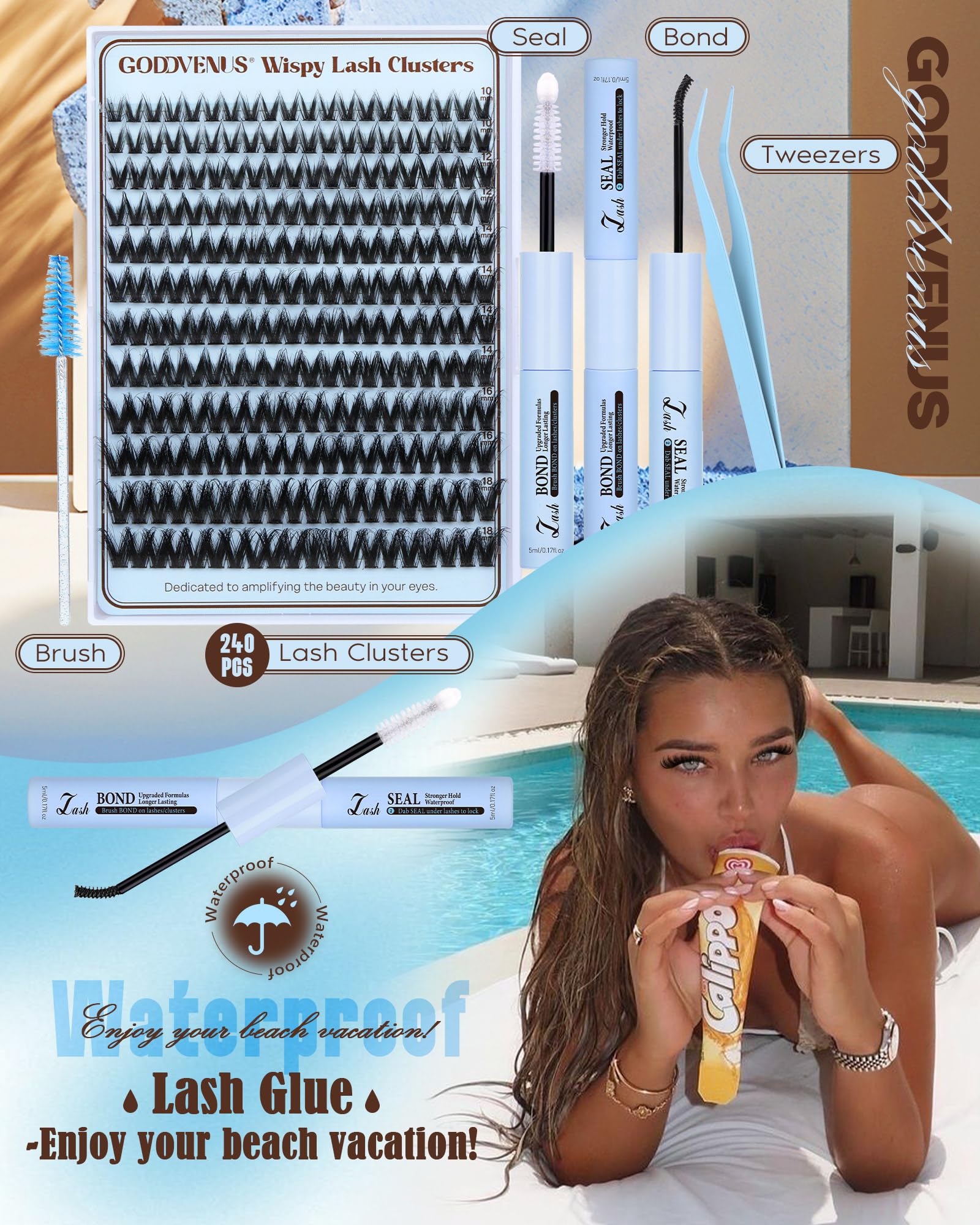 Goddvenus Fluffy Wispy Lash Clusters Kit – Lightweight DIY Eyelash Extensions
