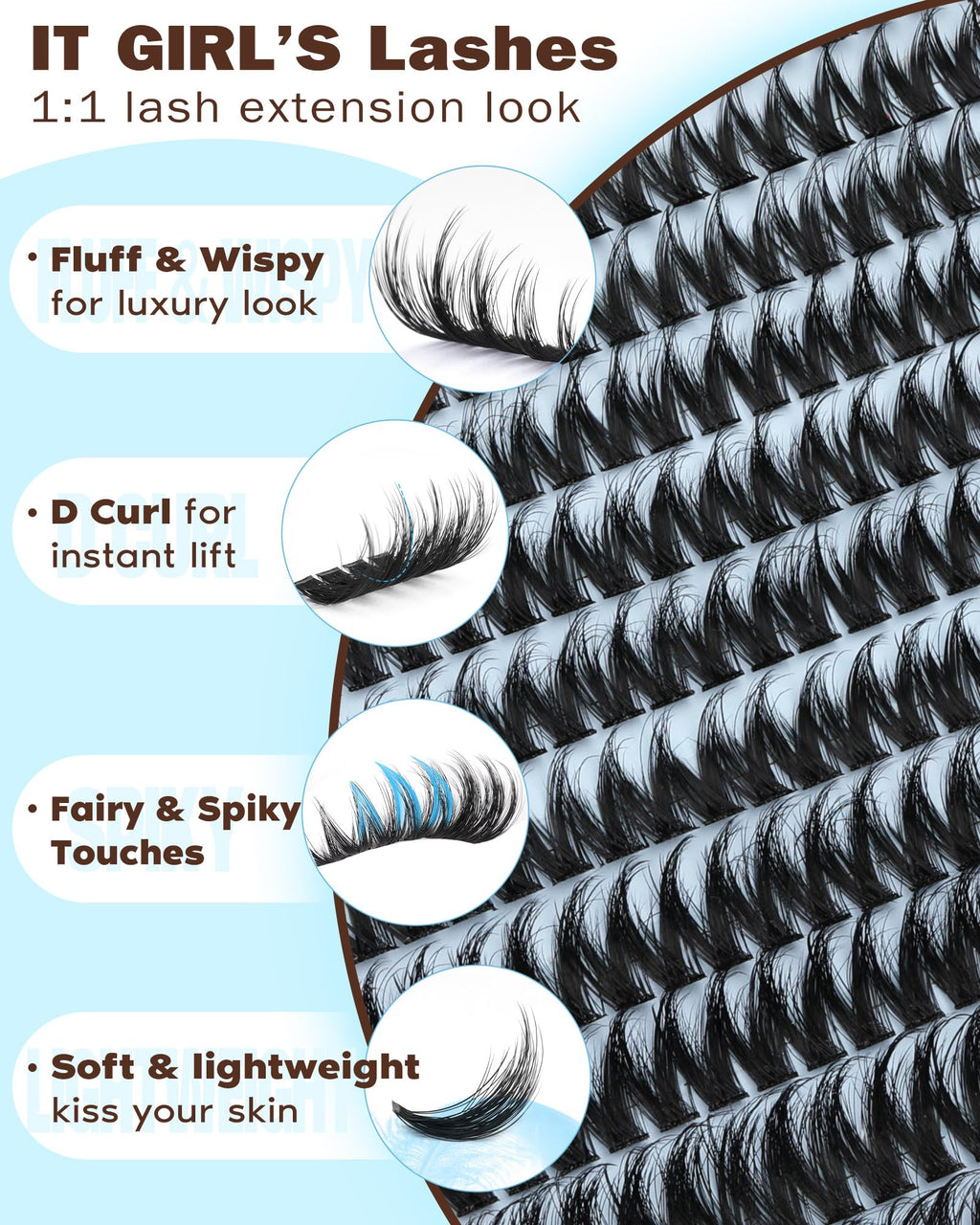 Goddvenus Fluffy Wispy Lash Clusters Kit – Lightweight DIY Eyelash Extensions