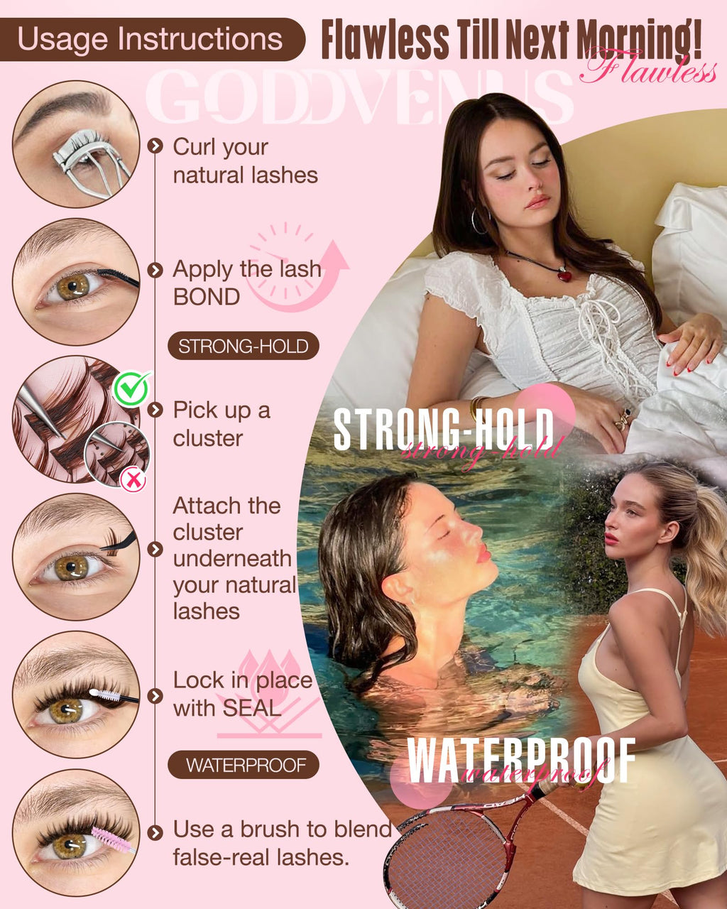 Goddvenus Brown Wispy Lash Clusters Kit – Manga Eyelashes, Natural Clusters, DIY Anime C Curl, Waterproof