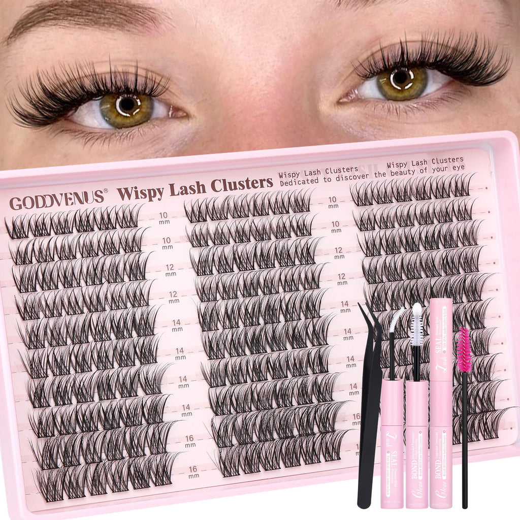 Goddvenus Wispy Lash Clusters Kit – DIY Lash Extensions, 10–16mm C Curl