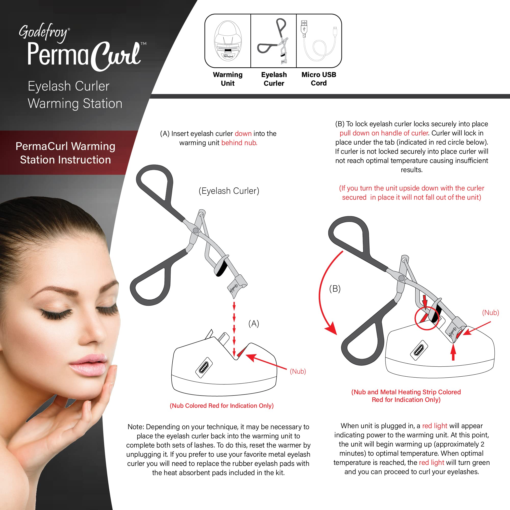 Godefroy PermaCurl Eyelash Curler Warming Station – USB-Powered Lash Curling