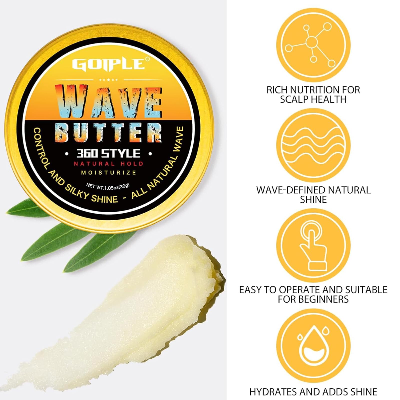 Goiple Wave Pomade for Men – Strong Hold, Easy Wash, 360 Wave Training