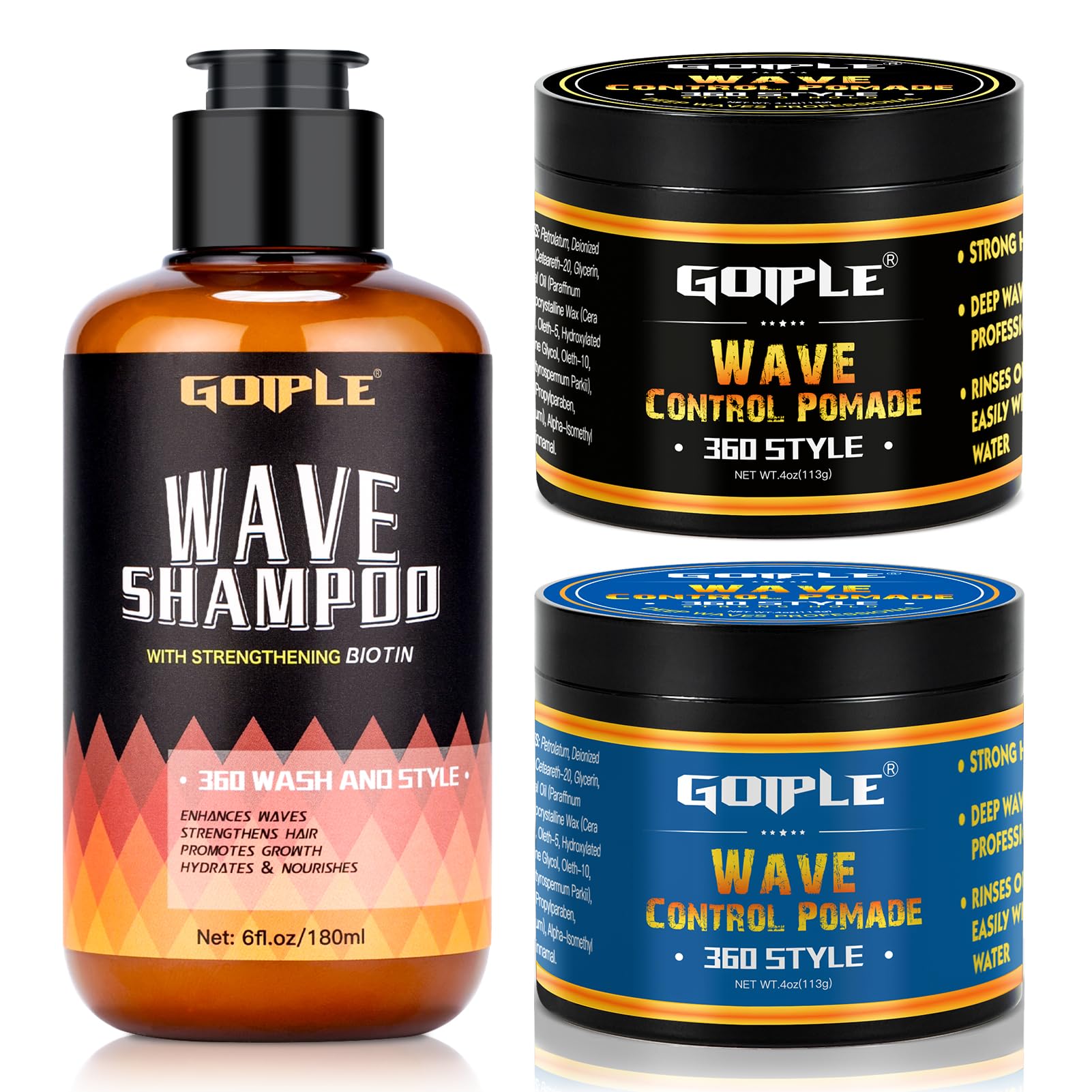 Goiple Natural Wave Pomade – Strong Hold, Easy Wash, 360 Wave Training for Black Men