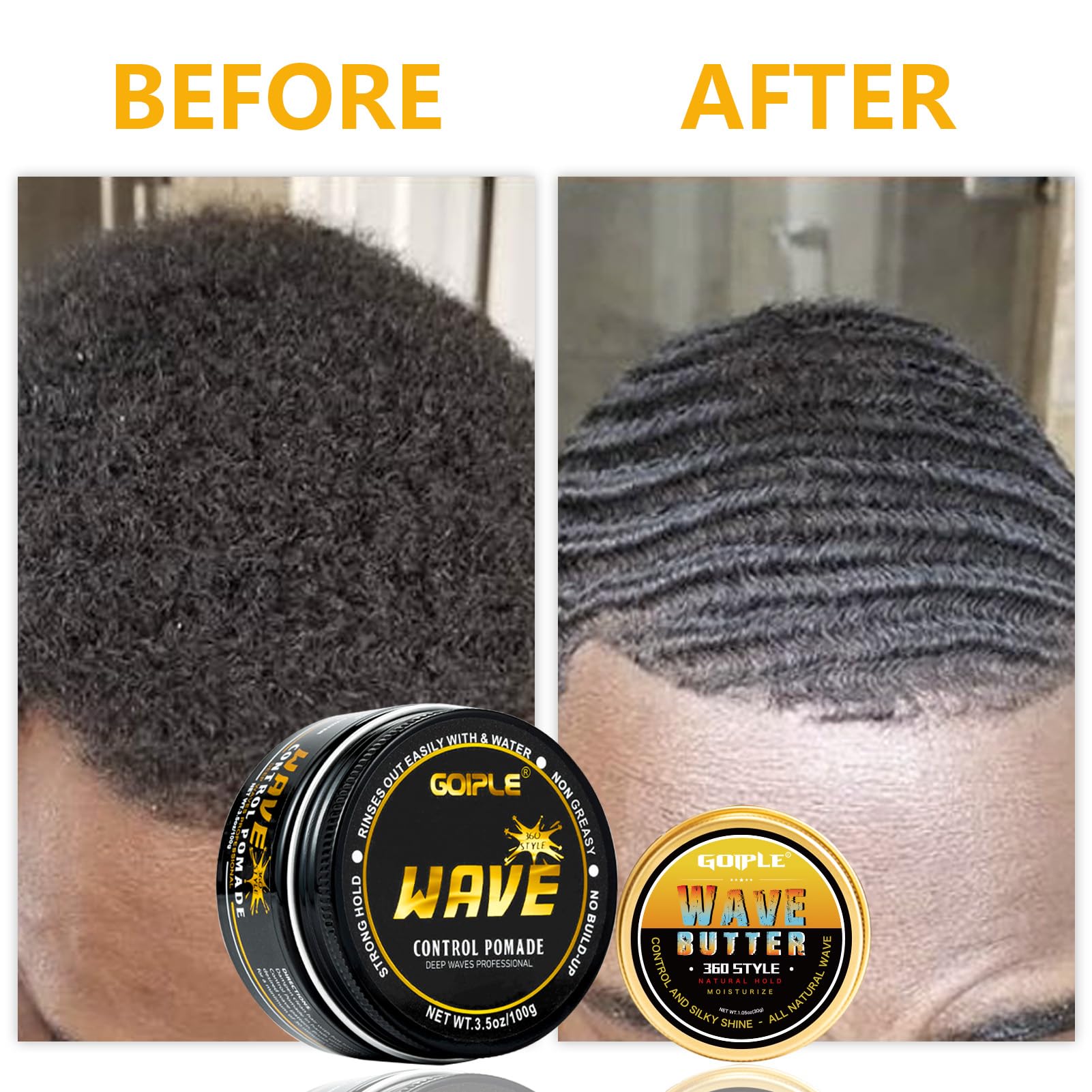 Goiple Wave Pomade for Men – Strong Hold, Easy Wash, 360 Wave Training