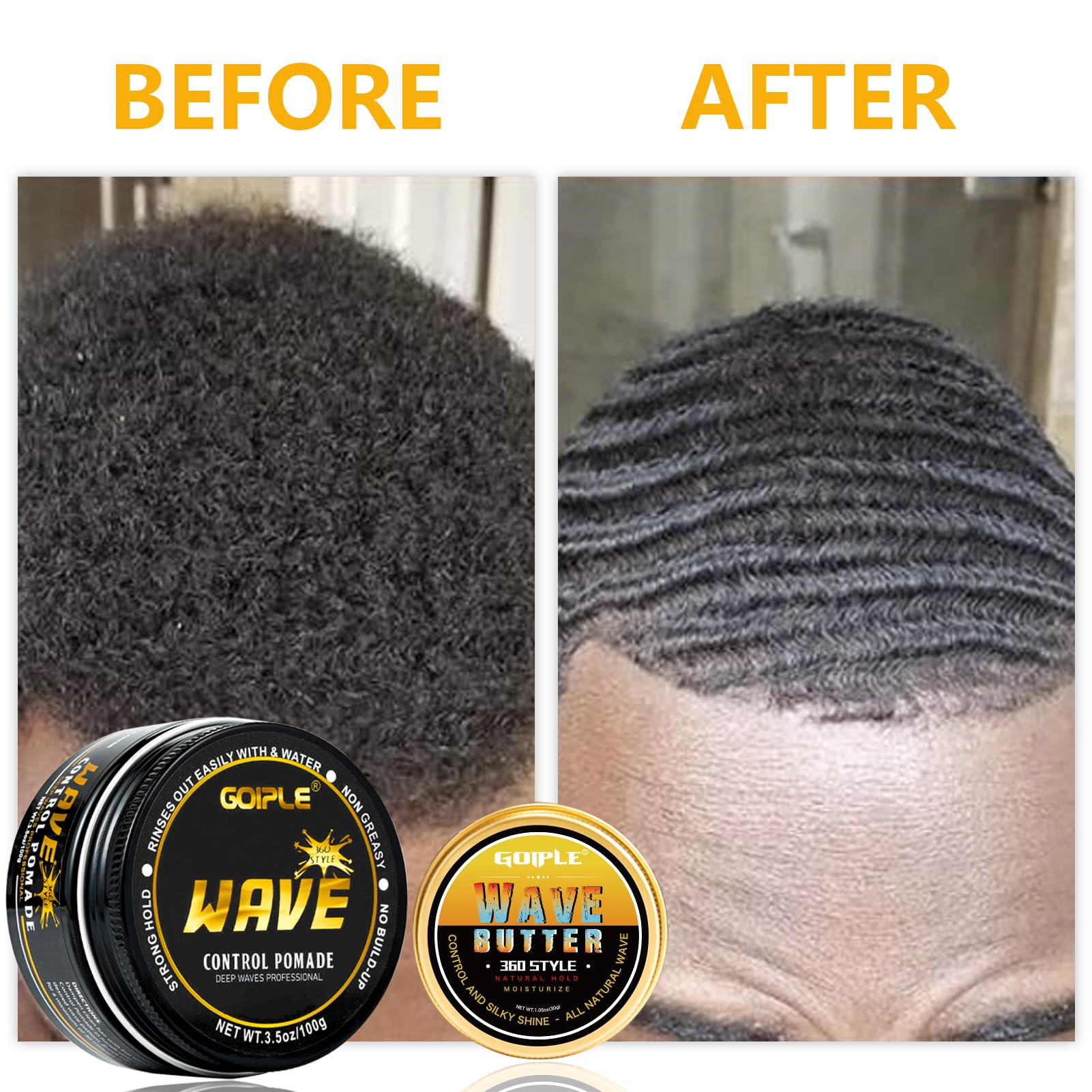 Goiple Wave Pomade for Men – Strong Hold, Easy Wash, Layered Waves, Silky Shine (Red)