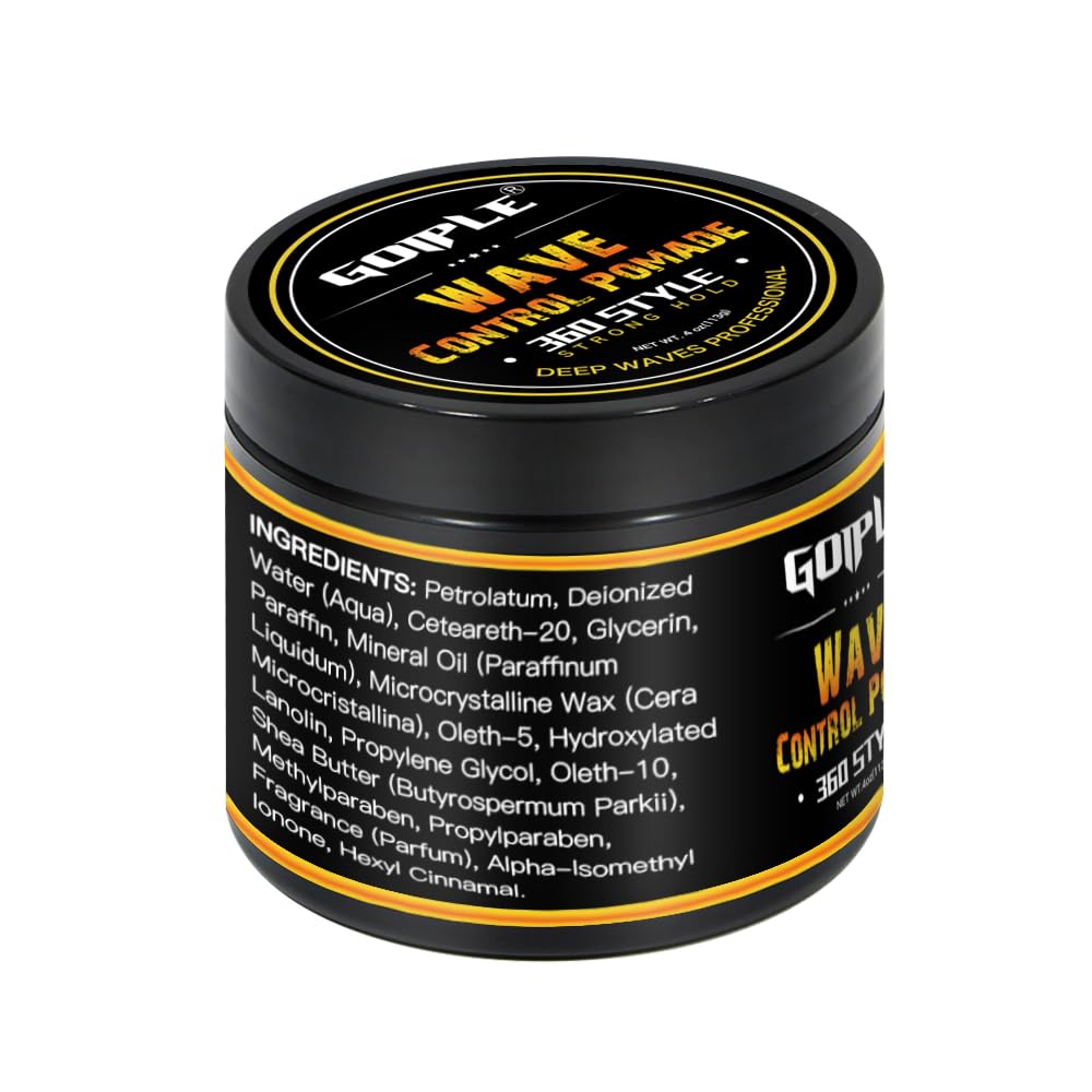 Goiple Natural Wave Pomade – Strong Hold for Men, 360 Waves + Travel Size