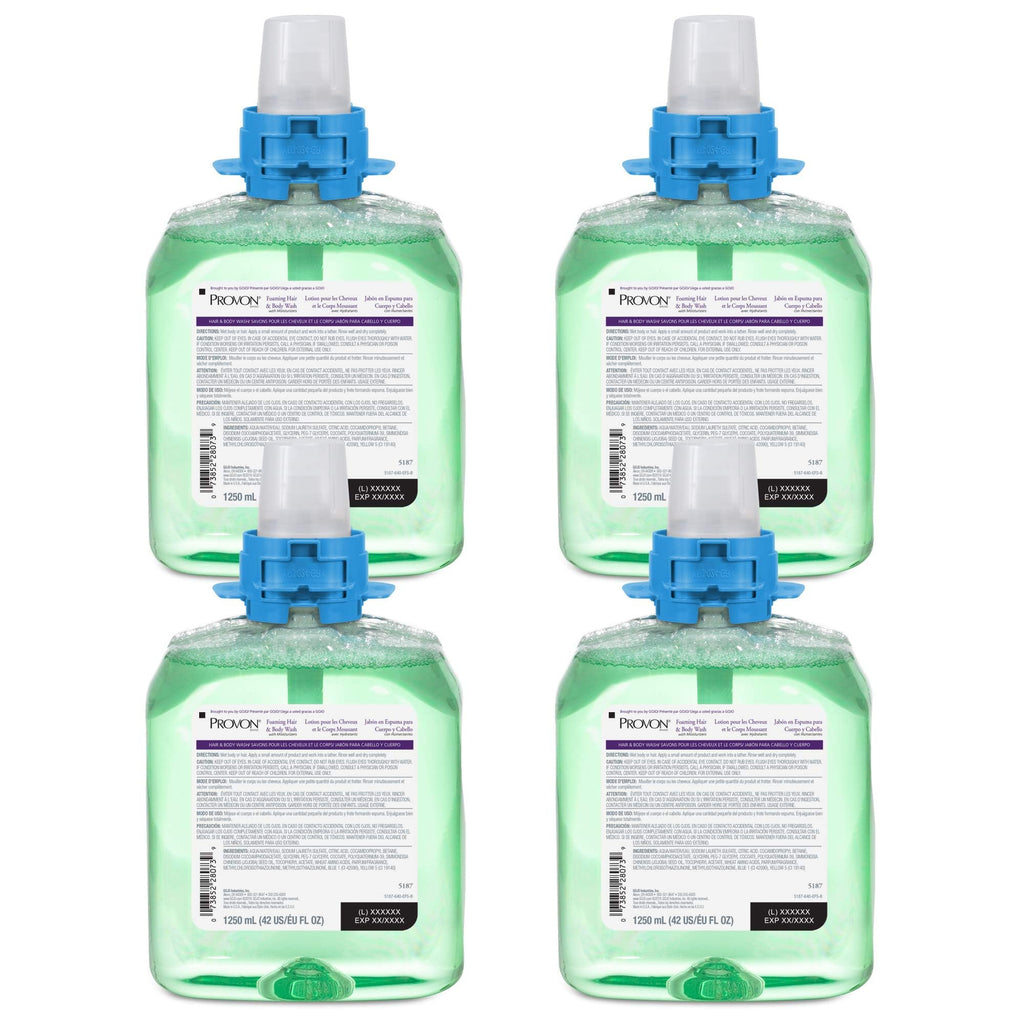 GOJO PROVON Foaming Hair & Body Wash with Moisturizers – Cucumber Melon, 1250 mL Refill for PROVON FMX-12 (Pack of 4)