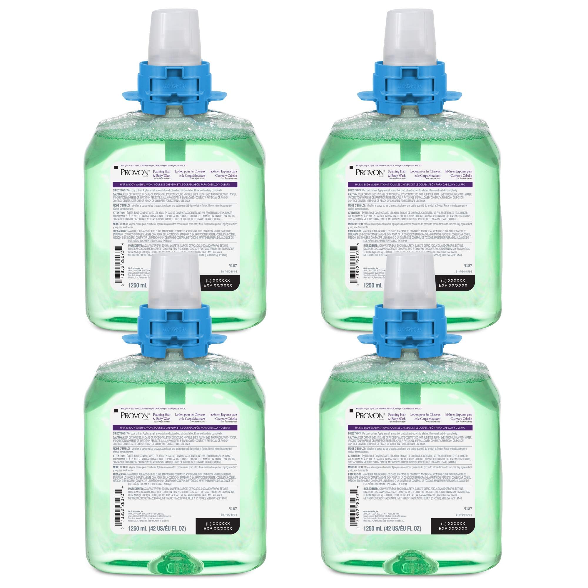 GOJO PROVON Foaming Hair & Body Wash with Moisturizers – Cucumber Melon, 1250 mL Refill for PROVON FMX-12 (Pack of 4)