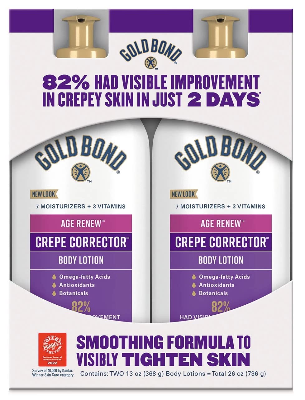 Gold Bond Age Renew Crepe Corrector Body Lotion Duo – Replenishing & Smoothing, 26 oz