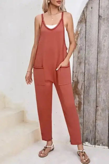 Brown Strappy Loose Harem Jumpsuit