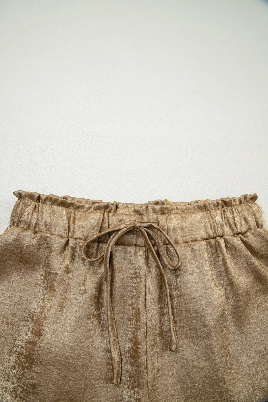 Gold Metallic Shorts Women | High Waist Drawstring Casual