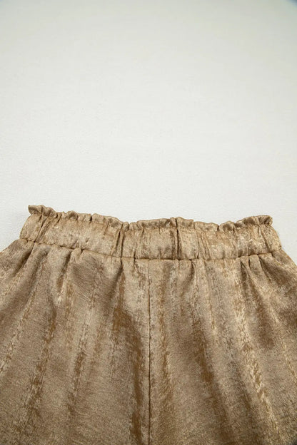 Gold Metallic Shorts Women | High Waist Drawstring Casual