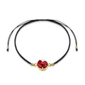 Poppy Round Black Woven Bracelet - Gold plated Silver