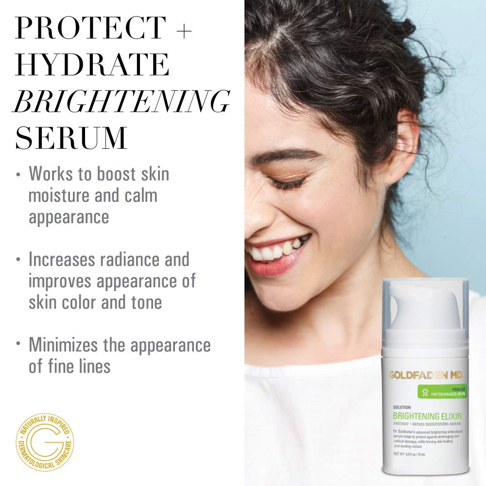 GOLDFADEN MD Brightening Elixir Serum – Vitamin C, Ferulic Acid, Vitamins B & E | Hydration & Radiance | 0.5 fl oz