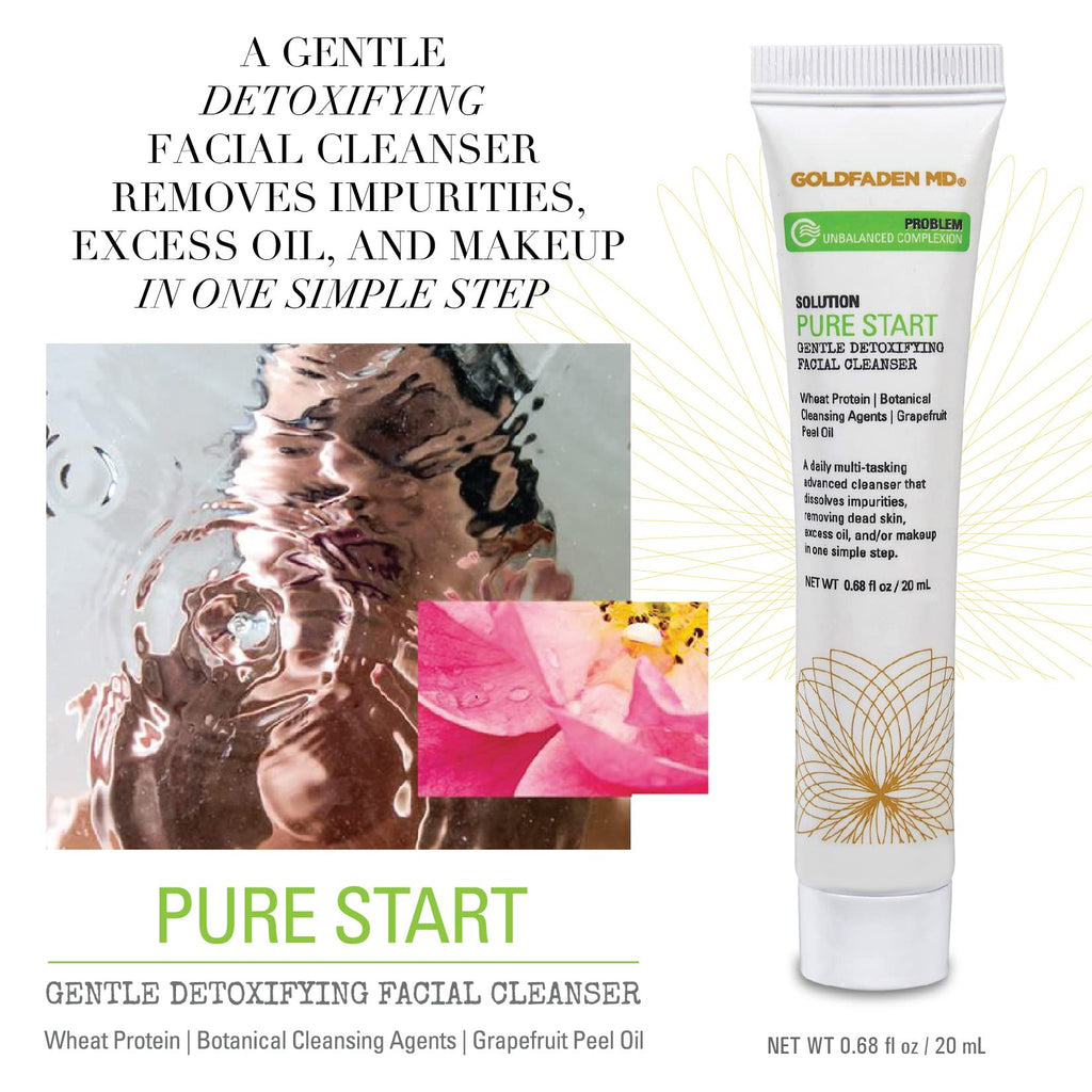 GOLDFADEN MD Pure Start Gentle Detoxifying Facial Cleanser — Grapefruit Peel Oil, Organic Red Tea Extract, Seaweed & Rose Hip Seed Oil (Trial 0.67 fl oz)