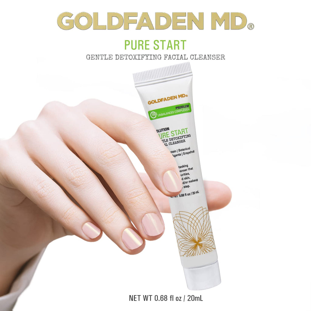 GOLDFADEN MD Pure Start Gentle Detoxifying Facial Cleanser — Grapefruit Peel Oil, Organic Red Tea Extract, Seaweed & Rose Hip Seed Oil (Trial 0.67 fl oz)