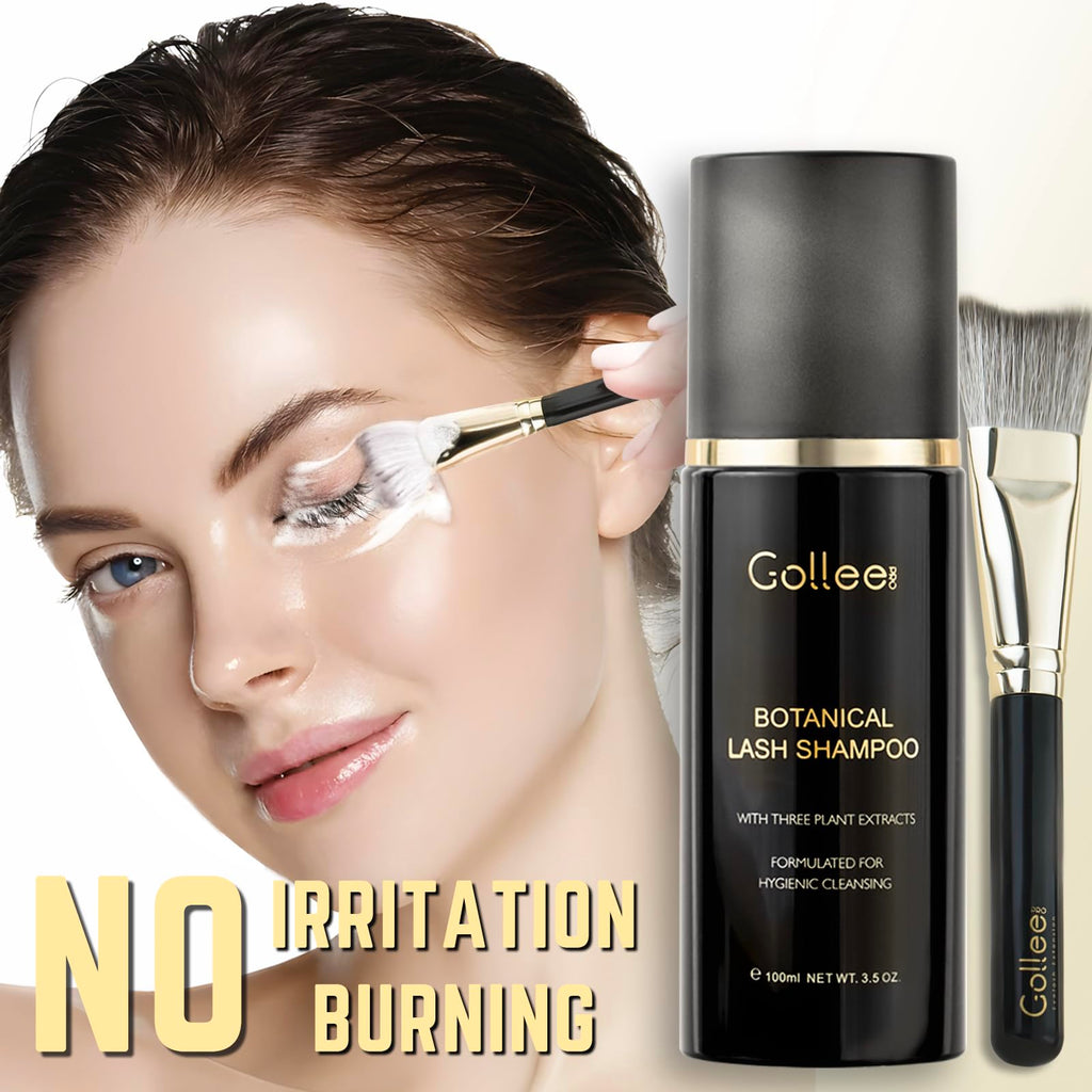 GOLLEEPRO Lash Shampoo – 100 ml Eyelash Extension Cleanser with Brush (Paraben & Sulfate Free)